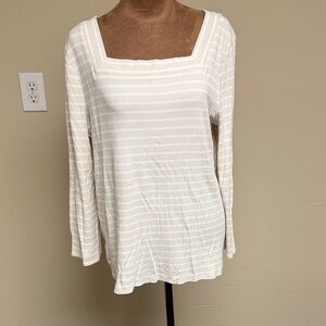 Chico’s White and Cream Striped Top